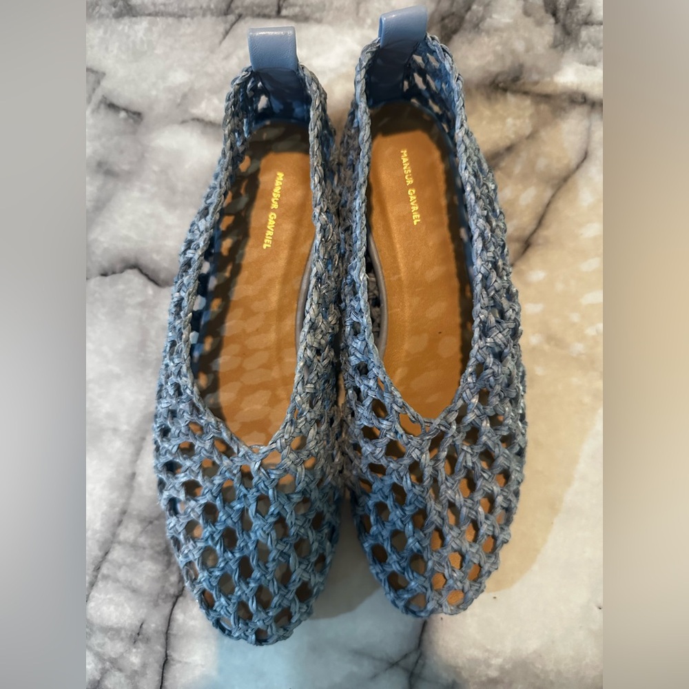 Mansur Gavriel Light Blue soft leather woven ballerina flats, comfie like new 37